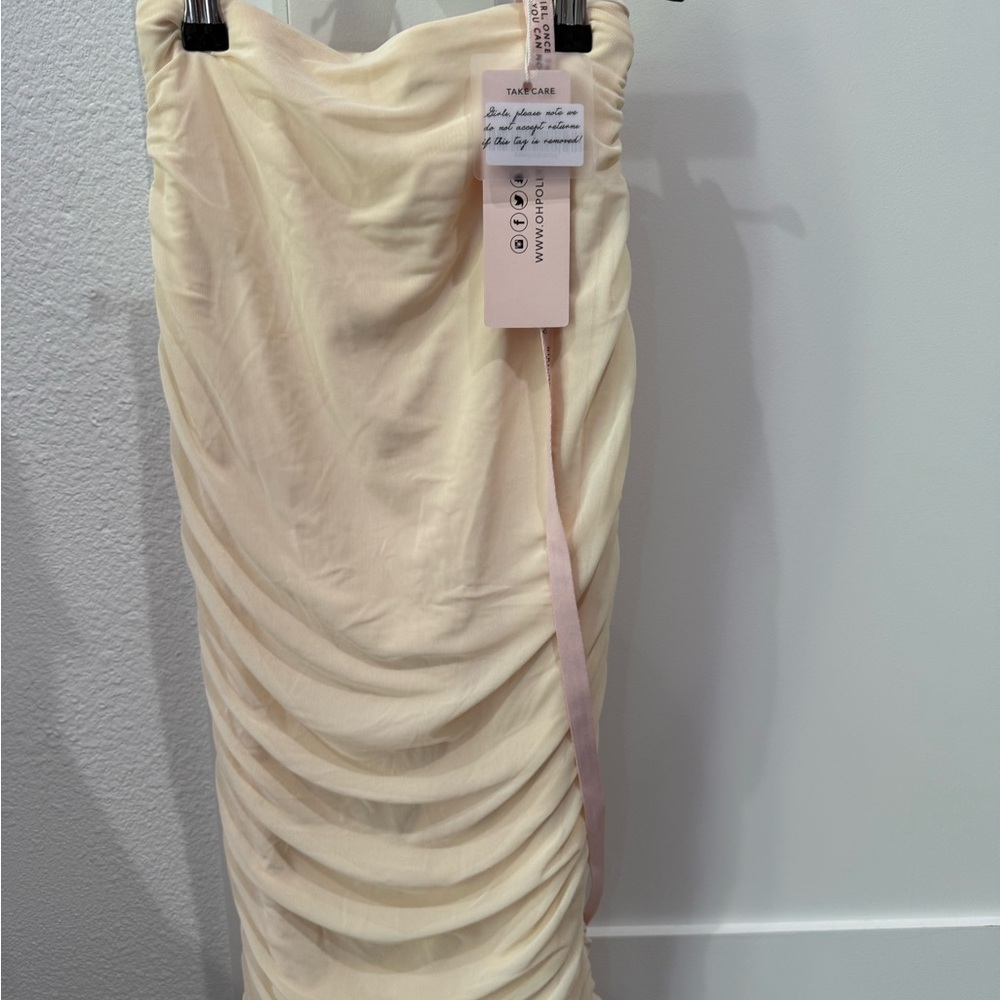 Oh Polly Cream Midi Skirt